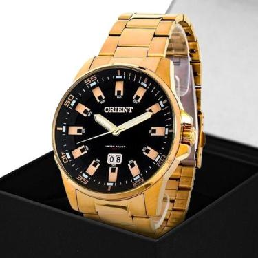 Imagem de Relógio Masculino Orient Dourado Aço Mostrador Preto Original Resisten