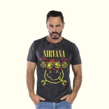 Imagem de Camiseta Masculina Estampada Nirvana - Johny Libre, Preto estonado, M
