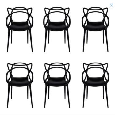 Imagem de Conjunto com 6 Cadeiras Allegra Preta Polipropileno Salna