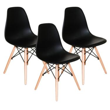 Imagem de Kit com 3 Cadeiras Charles Eames Eiffel Preto