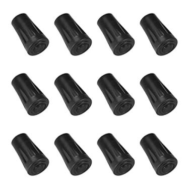 Imagem de 12 peças de pontas de borracha para bengala de caminhada, 2,5 cm de diâmetro externo, protetores de substituição de pontas de bota para pés de borracha para bastões de caminhada (preta)