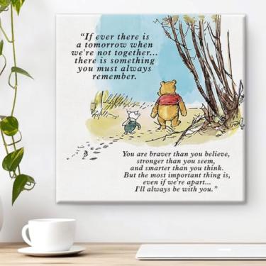 Imagem de Decoração clássica de arte de parede Ursinho Pooh If Ever There Is A Tomorrow Quote Canvas Painting Pictures Impressão Emoldurada Arte de Sinal Pronto para Pendurar para Quarto de Bebé em Casa
