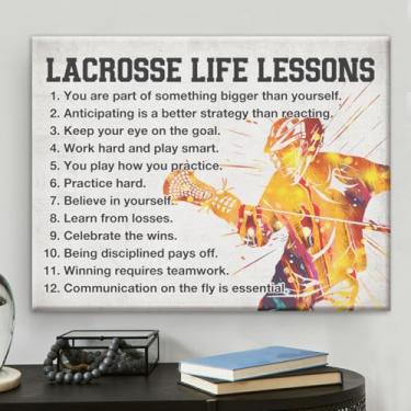 Imagem de Pôster de lacrosse Tela Positiva Arte de Parede para Decoração de Clube Esportivo Doméstico Lacrosse Lições de Vida Pintura em Tela 20 x 25 cm
