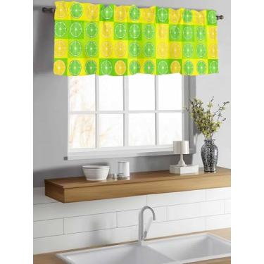 Imagem de Cortina de Valance Limão Fruta Arte Moderna Simples Pequena Cortina de Janela Cortina com Filtro de Luz para Sala de Estar Quarto 7,6 cm Bolso de Haste Sanefa para Janela 137,2 cm x 45,7 cm C