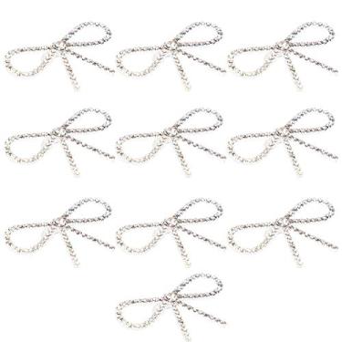 Imagem de 10 peças de laço de strass, broche de vestido vintage, broche de vidro flash | laço esmaltado de vidro | broche de laço | acessórios de cabelo | broche de vestido de terno para uso diário casamento