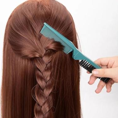 Imagem de 1 escova de cabelo dobrável com dentes duplos, portátil, penteado, viagem, escova de cabelo, massageador de cabeça, salão de beleza, ferramenta de estilo portátil (verde escuro, verde escuro)