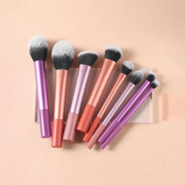 Imagem de Conjunto de 8 pincéis de maquiagem, corretivo profissional para blush e delineador de sombra, kit de pincéis de maquiagem (colorido)