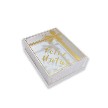 Imagem de Caixa de Natal para Presente, 4 tamanhos, 10 unidades, Papel e Visor Acetato, Embala Cristal (Duplex Dourado,11.5 x 11.5 x 4)