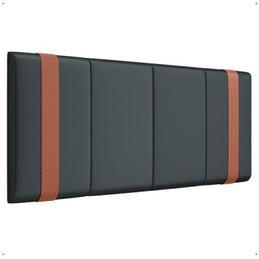 Imagem de Cabeceira Estofada Suspensa 140/160cm Suede e Couro Sintético | Para Cama Casal e Queen(PARISE 1.40 CINZA)