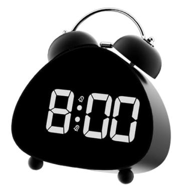 Imagem de Generic Despertador eletrônico LED digital, sino duplo, luz noturna suave, sino alto, relógio de mesa para pessoas com sono pesado, escritório interno, Preto