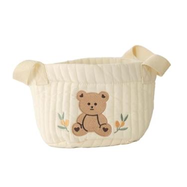 Imagem de simhoa Cesta de fraldas para bebês, com alças, organizadora de trocador, bolsa de armazenamento para carro, viagem, ambiente interno e externo, Urso Sentado Pequeno