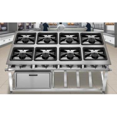 Imagem de Fogão Industrial 8 Bocas Ap P7 em Aço Inox com Forno Leona - Mr Fogões