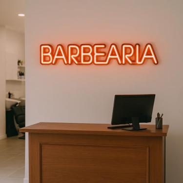 Imagem de Painel Luminoso Neon Led Decorativo Letreiro Barbearia em PVC Decorativo Salões de Cabelereiros(Laranja)