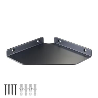 Imagem de YUjieSTC Prateleira de canto de 20 cm montada na parede, prateleira flutuante de canto preto para banheiro, cozinha, sala de estar – Organizador de liga de alumínio para acessórios de TV