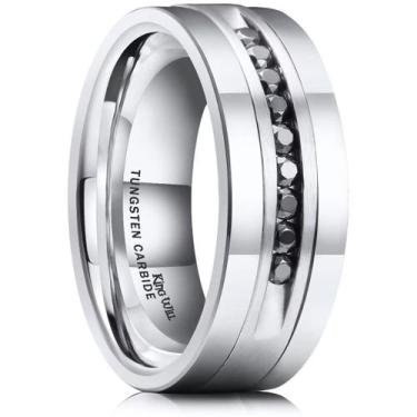 Imagem de Aliança de casamento King Will Silver Tungstênio com Zircônia Cúbica