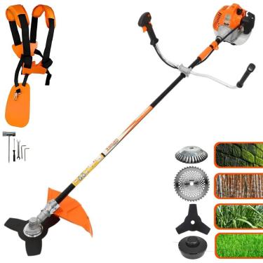 Imagem de Roçadeira Profissional Lateral Vulcan Vr520h À Gasolina 52cc 2,5hp 2t + Faca 40 Dentes Duraline 255mm 2mm + Escova Rota