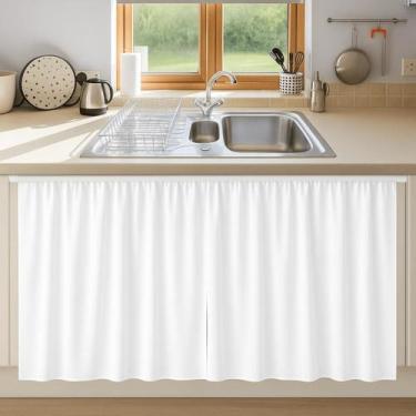 Imagem de Cortina Para Pia De Cozinha Balcão Blackout Lisa 1,40x80cm - Vida Prat