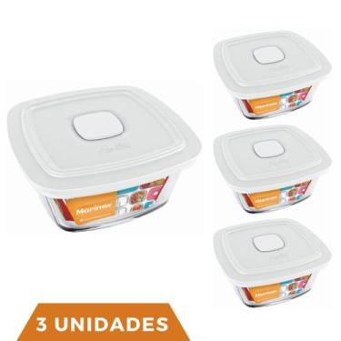 Imagem de 3 Potes Vidro Facilita Vap Quadrado Com Tampa 2L Marinex - NADIR FIGUE