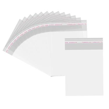 Imagem de QUUPY 100 unidades de sacos autoadesivos de celofane transparentes de 35 x 40 cm para roupas, documentos de arte, embrulhos de festa
