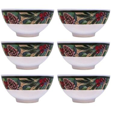 Imagem de Kit 6 Tigelas Bowl Melamina Natal Para Petiscos 300ml