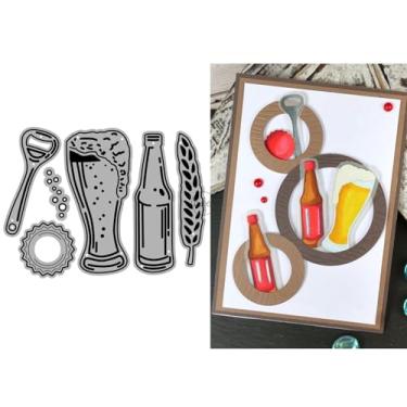 Imagem de DzIxY Kit de moldes de corte de metal para garrafa de cerveja para fazer cartões, papel em relevo, recortes, máquina de álbuns, estêncil, bolsos de armazenamento, suprimentos