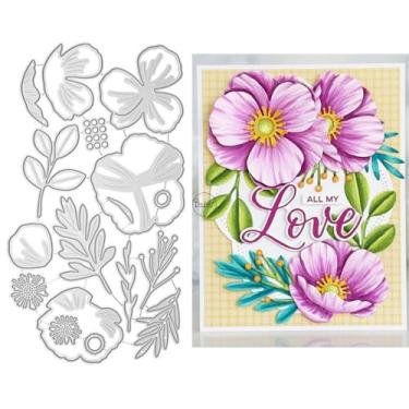 Imagem de DzIxY Matrizes de corte de metal com três pétalas de retalhos para fazer cartões, conjunto de recortes de papel, estêncil, suprimentos, modelos de máquina