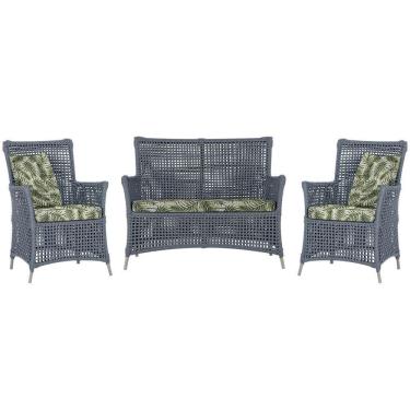 Imagem de Jogo Sofá E 2 Poltronas Igapó Alumínio Fendi E5 Trama Prata