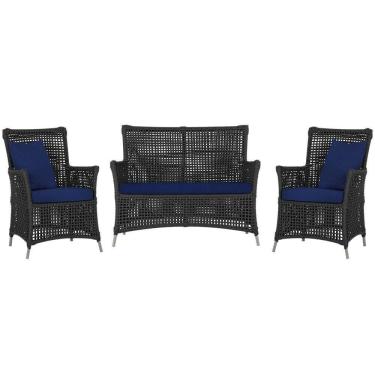 Imagem de Jogo Sofá E 2 Poltronas Igapó Alumínio Fendi E10 Trama Preto