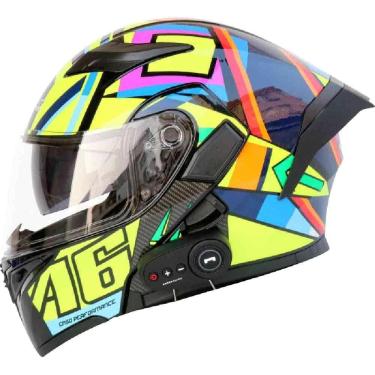 Imagem de Capacete De Moto Modular Capacete De Motocicleta Bluetooth Front Up Full Face Flip Up Capacete Capacete De Motocicleta Capacete Modular Para Motocicleta Scooter Ciclomotor Ece Dot, H, XXL(61~62CM)