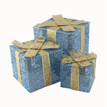 Imagem de Cocoarm Caixa de Ferro de Natal, Ornamento de Férias Conjunto de 3 Caixas de Presente de Metal Resistente a Arredores para Decorações de Natal Com Tamanhos de 15cm 20cm 25cm para Lojas (15 20 25)