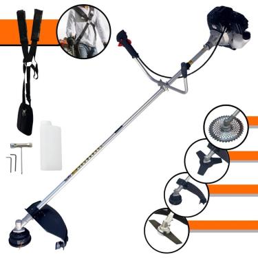 Imagem de Roçadeira Robusta Toyama RT43LB25A À Gasolina 43cc 1,7HP 4 Opções de Corte Com Lâmina Facão, Lâmina 3 Pontas, Lâmina 40 Dentes Vídea e Carretel Nylon