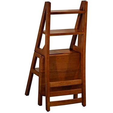 Imagem de Banqueta de madeira, banco de escada, escada dobrável, multifuncional, de madeira, prática, suporte para cadeira de escalada, suporte de flores, proteção ambiental (C) (A)