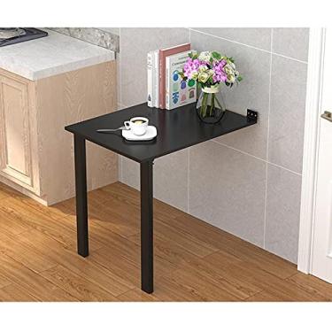 Imagem de Mesa de jantar dobrável na parede, bancada de trabalho resistente, prateleira de armazenamento com suportes de metal para lavanderia, casa, bar, cozinha (preto 90 x 40 cm) casamento (preto 80 x 60 cm)