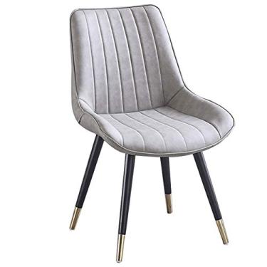 Imagem de Cadeira de jantar, cozinha, sala de jantar, móveis, cadeiras modernas de couro PU com encosto alto acolchoado macio cadeira de jantar com pernas de cadeira de metal cadeira de mesa doméstica cadeira