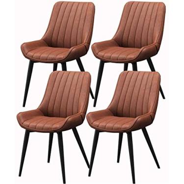 Imagem de Cadeira de jantar, cozinha, sala de jantar, móveis, cadeiras à prova d'água, conjunto de 4 peças, cadeira de lazer com pés de metal e encosto, couro sintético, adequado para cozinha, sala de jantar