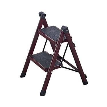 Imagem de Escadas dobráveis escadas pequenas escada de 2 degraus escada dobrável de um lado com pedal largo antiderrapante e suportes de reforço escada de metal resistente (cor: Escada K) (Escada J)