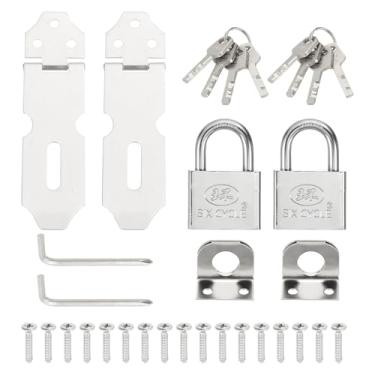 Imagem de PATIKIL 2 peças de ferrolho de cadeado de aço inoxidável, ferrolho de trava de 10 cm, trava deslizante para porta, fecho de segurança com trava única prata e parafusos para armário, jardim, quintal