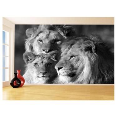 Imagem de Papel De Parede Animais Leão Família Filhotes 3,5M Anm506 - Você Decor
