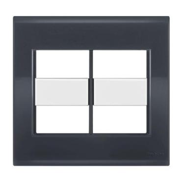 Imagem de Placa 4 Módulos 4X4 - Tramontina Liz Grafite / Branco