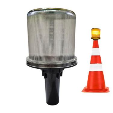 Imagem de Sinalizador Solar Viario Cone Segurança Sinalizaçao Rua Transito Obra 