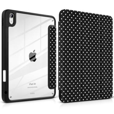 Imagem de MEEgoodo Capa para iPad Air 11 polegadas M3 2025 / M2 2024, para iPad Air 5ª / 4ª geração 11 polegadas 2022/2020, capa para tablet com revestimento traseiro transparente acrílico, bolinhas brancas