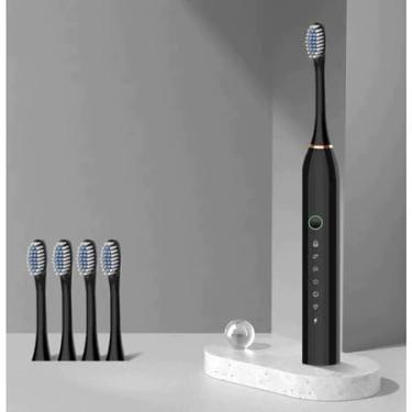 Imagem de Escova de Dentes Elétrica Recarregável com 6 Modos de Limpeza e Temporizador Automático (PRETO)