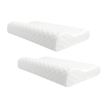 Imagem de YWJLQH 2x travesseiros de suporte do pescoço cervical, travesseiros laterais para dormir, cama lavável versátil, ergonômica, espuma de memória para casa, Branco