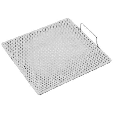 Imagem de KodMtiz Tela de fritadeira de aço inoxidável 304 com alças, tela de óleo de fritadeira prata de 34.3 cm x 34.3 cm, coador de escumadeira de 4 mm com tela sólida para cozinhas comerciais e restaurantes