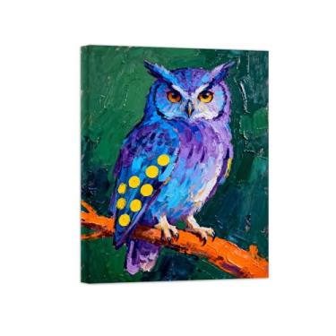 Imagem de Animais Pintura Arte Parede - Mocho - Impressões em tela - Moderno Colorida Pôster para decoração sala de estar 60x80cm Tela Embrulhada