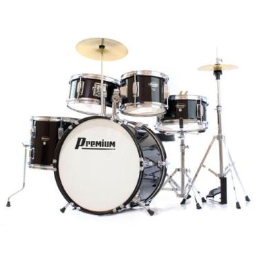 Imagem de Bateria Infantil Premium DX45J Preta com 5 Tambores, Infantil, DX45J, 