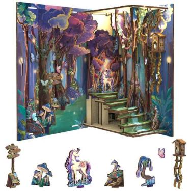 Imagem de Kit de Rinconcito de Libro Unicornio del Bosque con Luz LED Miniatura 