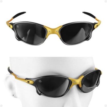 Imagem de oculos sol masculino proteção uv lupa metal praia lente preta casual o