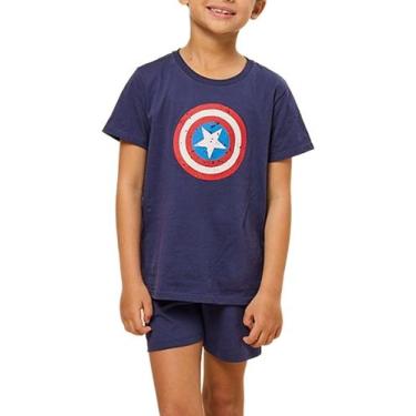 Imagem de Pijama Curto Marvel 52.05.0089 Infantil Capitão América Meia Malha T. 