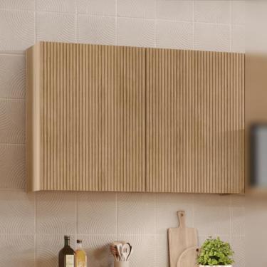 Imagem de Armário Aéreo Para Cozinha Rainha Com 2 Portas 80 Cm 100% Mdf Nature Nesher Nature